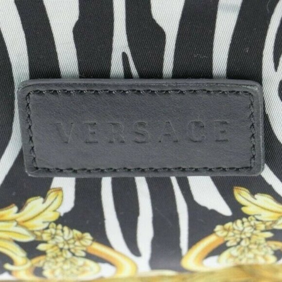 Versace Nylon Baroque Zebra Print Backpack Black Multicolor DFZ5350 - Picture 9 of 10